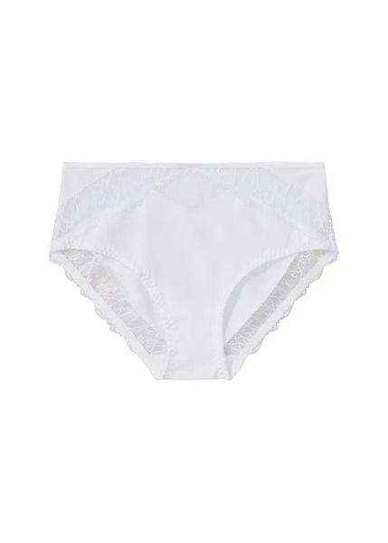 Figi maxi z delikatną koronką. Niebieskie figi damskie bonprix, bez wzorów, z koronki. Za 42.99 zł.