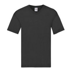 Męska Oryginalna Koszulka Z Dekoltem W Szpic. Czarne koszulki sportowe męskie Fruit of the Loom, m, bez wzorów, bez kołnierzyka, bez ramiączek, trekkingowe. Za 47.99 zł.