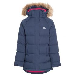 Trespass Unique - długa pikowana parka damska Tp50 granatowa. Niebieskie parki damskie Trespass, xl, bez wzorów, z futra, z kapturem. Za 216.00 zł.