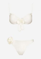 Białe Bikini Klasyczny Biustonosz i Figi Ozdobione Kwiatową Aplikacją Rivaeria. Białe bikini damskie Born2be, na lato, l, z aplikacjami. Za 69.99 zł.