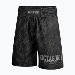 Spodenki bokserskie męskie Octagon Geo Grunge. Czarne krótkie spodenki sportowe męskie OCTAGON, m, bez wzorów, z materiału. Za 159.99 zł.