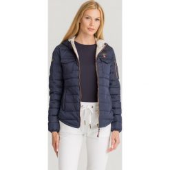 KURTKA PIKOWANA Aeronautica Militare. Niebieskie kurtki damskie Aeronautica Militare, z aplikacjami, z materiału, z kapturem. Za 1,139.00 zł.