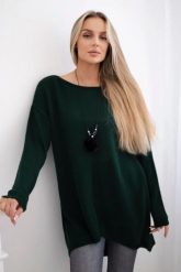 Sweter z naszyjnikiem ciemny zielony. Zielone swetry damskie KESI, l, bez wzorów, z elastanu, bez kołnierzyka, plus size, bez ramiączek, bez kaptura. Za 154.75 zł.