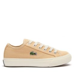Tenisówki Lacoste. Brązowe trampki i tenisówki damskie Lacoste, bez wzorów, bez zapięcia. Za 259.99 zł.