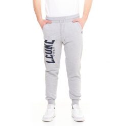 Spodnie męskie Leone Basic z dużym logo z nieczesanej bawełny. Szare spodnie sportowe męskie LEONE 1947 APPAREL, m, bez wzorów, z bawełny, na fitness i siłownię. Za 105.21 zł.