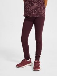 Legginsy dziewczęce Hummel. Czerwone legginsy dla dziewczynek Hummel, bez wzorów, z bawełny. Za 144.00 zł.