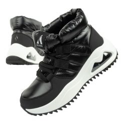 Buty zimowe śniegowce damskie Skechers Uno. Czarne obuwie sportowe damskie Skechers, z materiału, przed kolano. Za 269.00 zł.