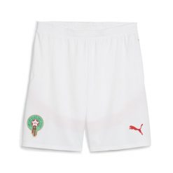 Męskie szorty Maroko 2025 PUMA White Fast Green Red. Białe krótkie spodenki sportowe męskie Puma, l, bez wzorów, do piłki nożnej. Za 199.00 zł.