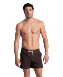 Spodenki szorty sportowe męskie na plażę Arena Team Stripe. Brązowe kąpielówki męskie Arena, m, z aplikacjami, z materiału, do biegania. Za 120.99 zł.