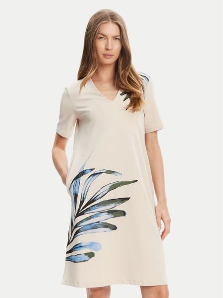 Tatuum Sukienka codzienna Radis T2509.197 Beżowy Regular Fit. Brązowe sukienki damskie Tatuum, na co dzień, l, bez wzorów, z bawełny, bez kołnierzyka, bez ramiączek, proste. Za 149.99 zł.