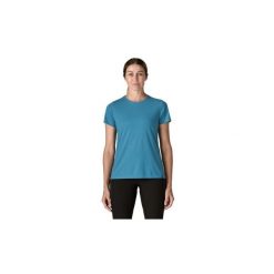 Koszulka turystyczna damska Capilene Cool Trail Shirt Women. Niebieskie t-shirty damskie Patagonia, bez wzorów, casualowe, bez kołnierzyka. Za 199.99 zł.