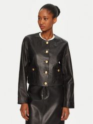 Tommy Hilfiger Kurtka skórzana WW0WW43781 Czarny Regular Fit. Czarne kurtki damskie Tommy Hilfiger, bez wzorów, ze skóry, bez kaptura. Za 1,259.00 zł.