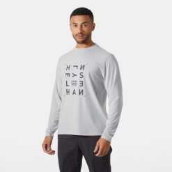 Dżersej z długim rękawem Helly Hansen Skog Graphic. Szare bluzki z długim rękawem męskie Helly Hansen, m, bez wzorów, z dżerseju, bez kołnierzyka. Za 248.00 zł.
