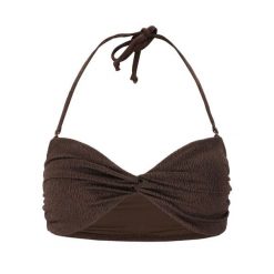 Damski top do kostiumu kąpielowego Athlecia Larinie. Brązowe topy damskie Athlecia, bez wzorów, bez kołnierzyka, bez ramiączek. Za 168.50 zł.