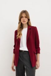 MARYNARKA NANCY BORDOWA XS - Flawless. Czerwone żakiety damskie Flawless, xs, bez wzorów, z elastanu, eleganckie. Za 472.00 zł.