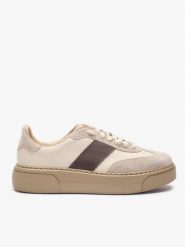 Beżowe sneakersy ze skóry licowej i welurowej. Brązowe obuwie sportowe damskie Ryłko, bez wzorów, ze skóry. Za 449.99 zł.