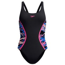 Strój kąpielowy damski Speedo Hyperboom Splc Msclbk. Czarne kostiumy jednoczęściowe damskie Speedo, m, bez wzorów, sportowe, na fitness i siłownię. Za 169.99 zł.