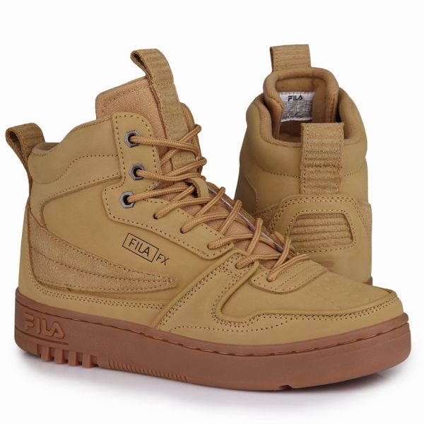 Buty męskie zimowe Fila FXVENTUNO O MID. Żółte buty sportowe męskie Fila, bez zapięcia, trekkingowe. W wyprzedaży za 277.00 zł.