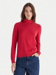 Tommy Jeans Golf Essential DW0DW21672 Czerwony Regular Fit. Czerwone swetry damskie Tommy Jeans, xxs, bez wzorów, z bawełny, bez kołnierzyka, bez ramiączek, bez kaptura. Za 389.99 zł.