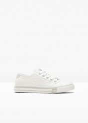 Sneakersy Mustang. Białe obuwie sportowe damskie bonprix, bez wzorów, z koronki. Za 249.99 zł.