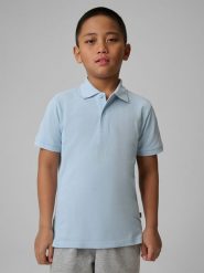 4F Koszulka polo regular chłopięca - niebieska 140 (9-10 lat). Niebieskie t-shirty dla chłopców 4f, bez wzorów, z dzianiny, bez ramiączek. Za 49.99 zł.