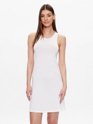 Calvin Klein Swimwear Sukienka plażowa KW0KW02145 Biały Slim Fit. Białe sukienki damskie Calvin Klein Swimwear, na plażę, l, bez wzorów, bez kołnierzyka, bez ramiączek. Za 199.99 zł.