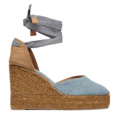 Espadryle Castañer. Niebieskie sandały damskie Castañer, bez wzorów, bez obcasa, bez zapięcia. Za 719.99 zł.