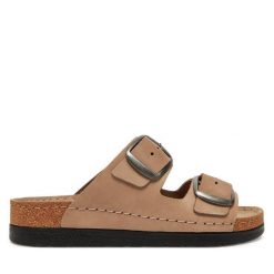 Klapki Dr. Brinkmann. Brązowe klapki damskie Dr. Brinkmann, bez wzorów, bez obcasa. Za 279.99 zł.
