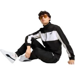 Dres Puma Poly Colorblock Suit, Mężczyźni. Czarne buty sportowe męskie Puma, z dresówki, bez zapięcia, na fitness i siłownię. Za 390.00 zł.