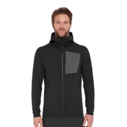 Bluza polarowa męska Rab Superflux Hoody z kapturem. Czarne bluzy męskie RAB, m, bez wzorów, z polaru, z kapturem, trekkingowe. Za 379.99 zł.