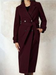 Płaszcz dwurzędowy - czerwony. Czerwone płaszcze damskie Sinsay, l, bez wzorów, bez kaptura. Za 139.99 zł.