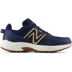 Buty damskie New Balance WT410CS8 – granatowe. Niebieskie obuwie sportowe damskie New Balance, bez wzorów, z materiału, do biegania. Za 169.99 zł.