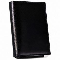 Duży, skórzany portfel męski w czarnym kolorze. Czarne portfele męskie Inny, bez wzorów, ze skóry. Za 75.99 zł.