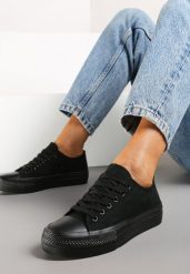 Czarne Klasyczne Sznurowane Trampki na Grubej Podeszwie Ravarella. Czarne trampki i tenisówki damskie Born2be, bez wzorów, z materiału, klasyczne, bez zapięcia. Za 44.99 zł.
