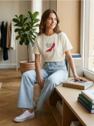 Koszulka z nadrukiem The Devil Wears Prada - kremowy. Białe t-shirty damskie Sinsay, l, bez wzorów, bez kołnierzyka. Za 39.99 zł.