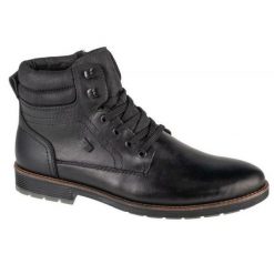Męskie Skórzane Buty Do Kostki Z Logo. Czarne trekkingi męskie Rieker, trekkingowe. Za 516.99 zł.