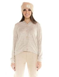 Damska bluza z kapturem Leone zapinana na guziki Winter Chic Boxing. Brązowe bluzy damskie LEONE 1947 APPAREL, l, bez wzorów, z materiału, z kapturem. Za 168.36 zł.