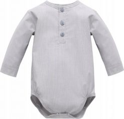 PINOKIO Body polo z długim rękawem szare dla chłopca niemowlęce Charlie Pinokio 92. Szare body niemowlęce Pinokio, bez wzorów, bez ramiączek. Za 66.70 zł.
