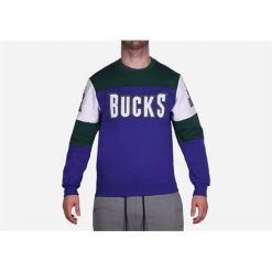 Bluzy sportowa męska Mitchell & Ness Milwaukee Bucks. Fioletowe bluzy męskie Mitchell & Ness, m, bez wzorów, bez kaptura. Za 515.00 zł.