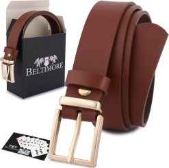 Beltimore Skórzany pasek damski do spodni sukienki brązowa skóra nat 2,5 cm Beltimore O10 : Kolory - brązowy, beżowy, Rozmiar pasków - r.80-95 cm NoSi. Brązowe sukienki damskie Beltimore, bez wzorów, ze skóry, bez kołnierzyka, bez ramiączek. Za 54.99 zł.