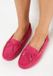 Fuksjowe Mokasyny na Płaskiej Podeszwie z Kokardką Ariteia. Czerwone mokasyny damskie Born2be, z jeansu, biznesowe. Za 69.99 zł.