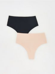 Majtki figi 2 pack - czarny. Czarne figi damskie Reserved, l, bez wzorów. W wyprzedaży za 35.99 zł.