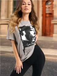 Koszulka 2Pac - szary. Szare t-shirty damskie Sinsay, l, bez wzorów, bez kołnierzyka. W wyprzedaży za 19.99 zł.