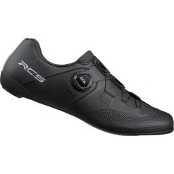Buty rowerowe RC503, czarne. Czarne buty sportowe męskie Shimano, ze skóry, bez zapięcia, rowerowe. Za 779.50 zł.