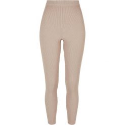 Legginsy Damskie Z Dzianiny Prążkowanej. Brązowe legginsy sportowe damskie Urban Classics, xl, bez wzorów, z dzianiny, trekkingowe. Za 153.99 zł.