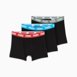 Bokserki męskie Puma EVERYDAY 3-PACK czarne 93832712 r S. Czarne bokserki męskie Puma, m, bez wzorów, z bawełny. Za 145.97 zł.