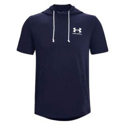 Koszulka sportowa męska Under Armour Rival Terry Lc Ss Hd. Białe bluzy męskie Under Armour, m, bez wzorów, z bawełny, bez kołnierzyka, bez ramiączek. Za 203.80 zł.