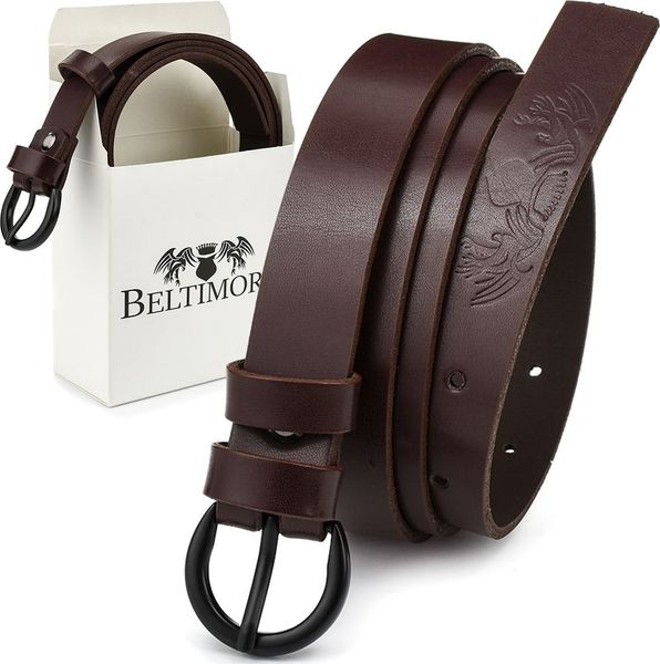 Beltimore Beltimore skórzany damski pasek czarny 2,5 cm burgundowy A64. Czarne paski damskie Beltimore, bez wzorów. Za 47.99 zł.