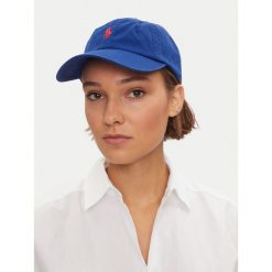 Czapka z daszkiem Polo Ralph Lauren. Niebieskie czapki i kapelusze damskie Polo Ralph Lauren, bez wzorów. Za 159.99 zł.