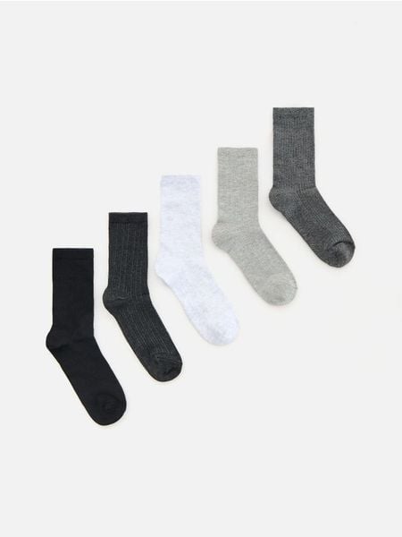 Skarpetki 5 pack - szary. Szare skarpety damskie Reserved, bez wzorów. Za 49.99 zł.
